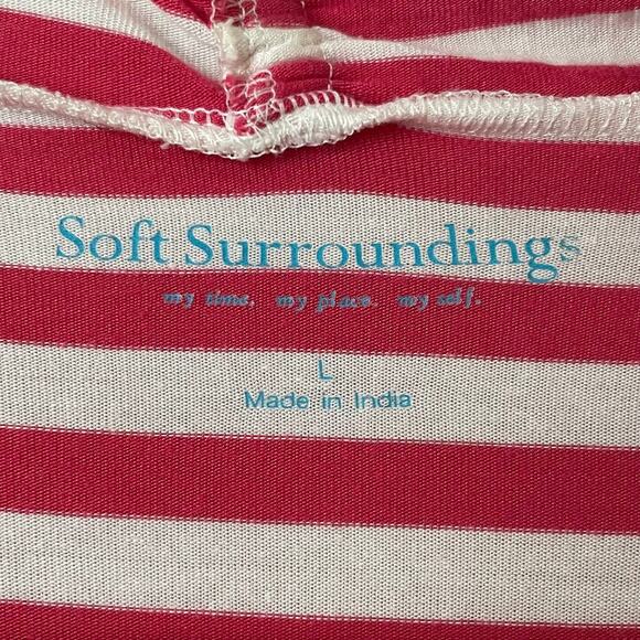 Soft Surroundings Cardigan‎ Womens Large Pink White Striped Floral Embroidered - Picture 9 of 11